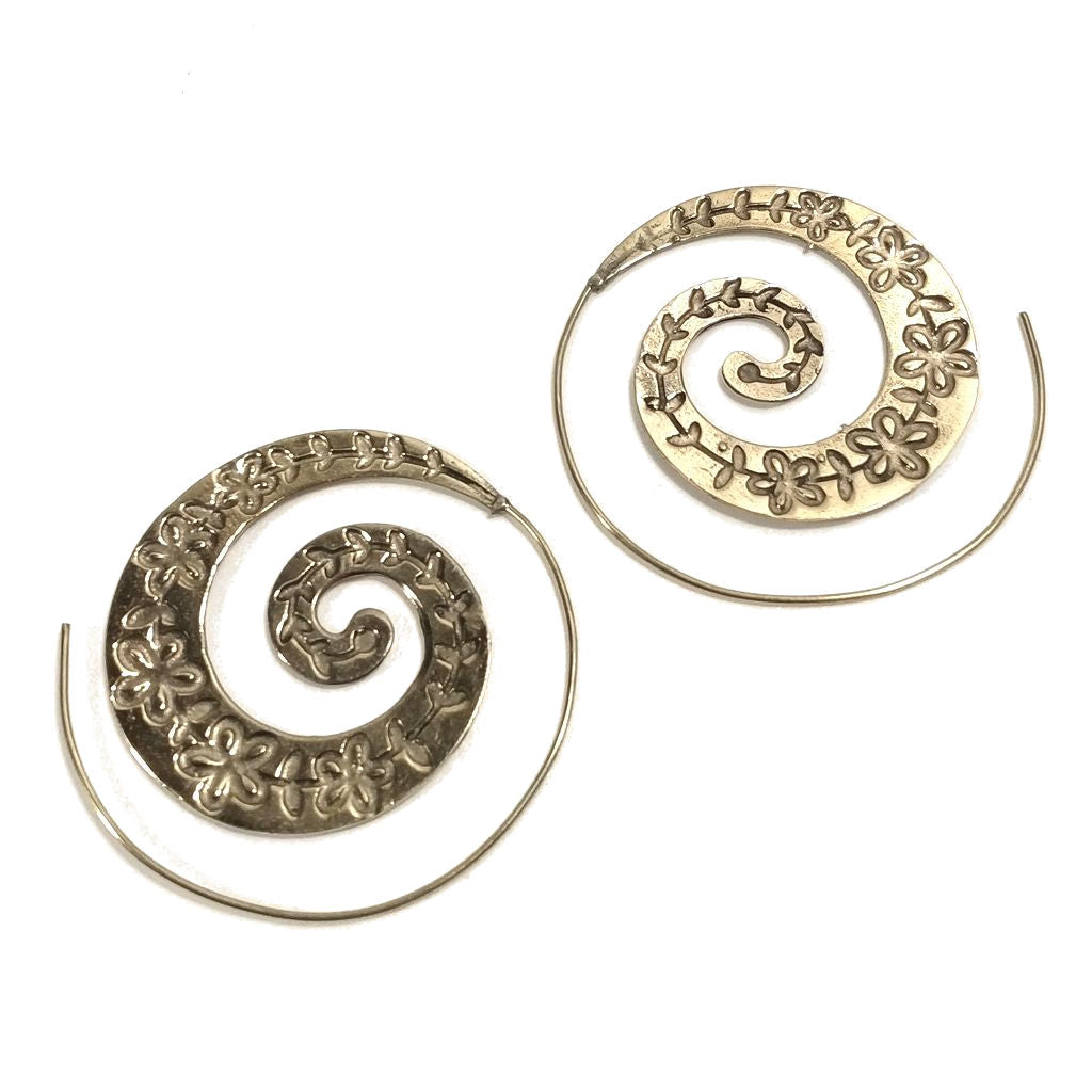 Orecchini etnici a spirale in ottone - UKAWA