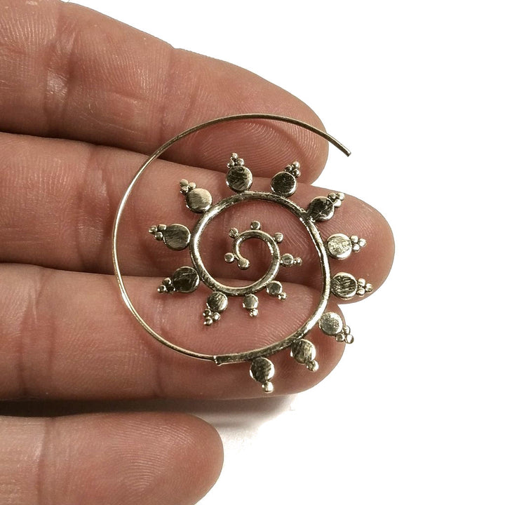 ORECCHINI ETNICI Ottone lucido ORECCHINI | SPIRALE | BOHO style