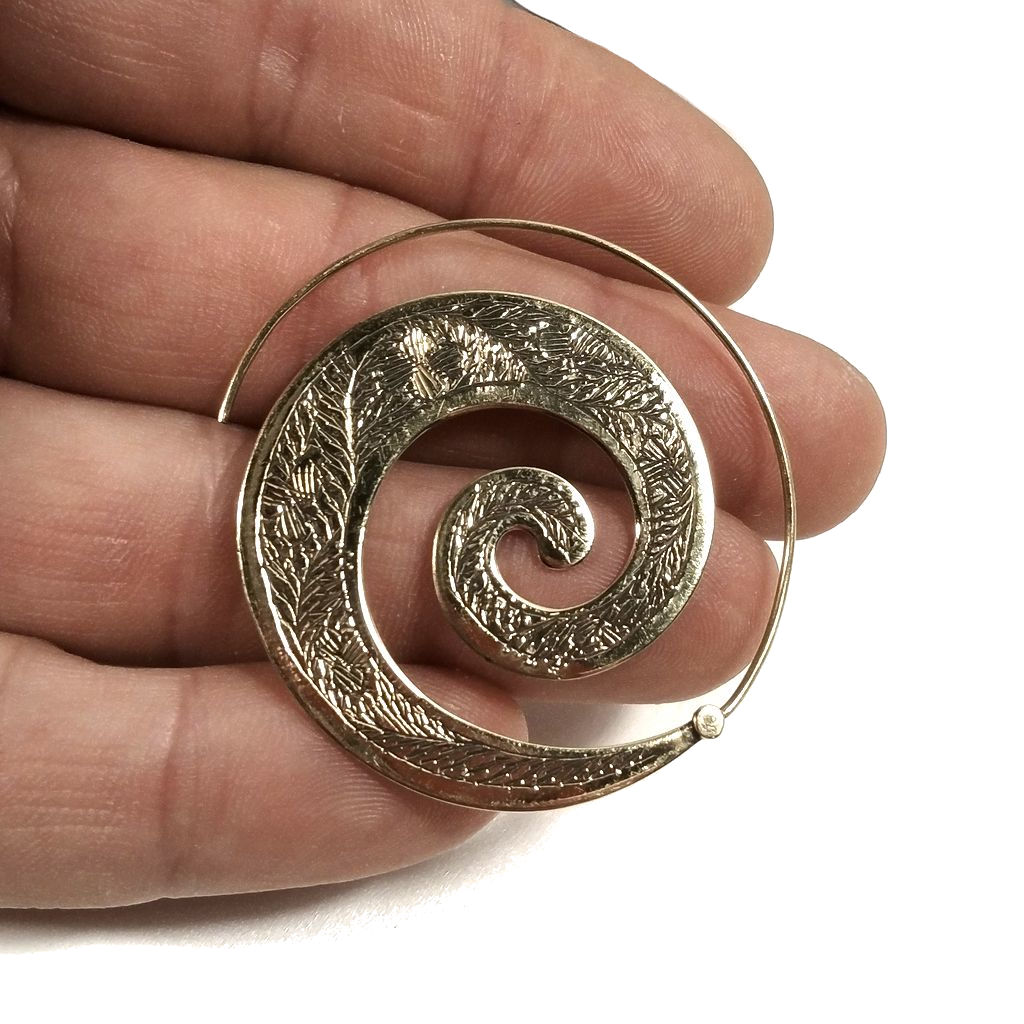 ORECCHINI ETNICI Ottone lucido ORECCHINI | SPIRALE | BOHO style