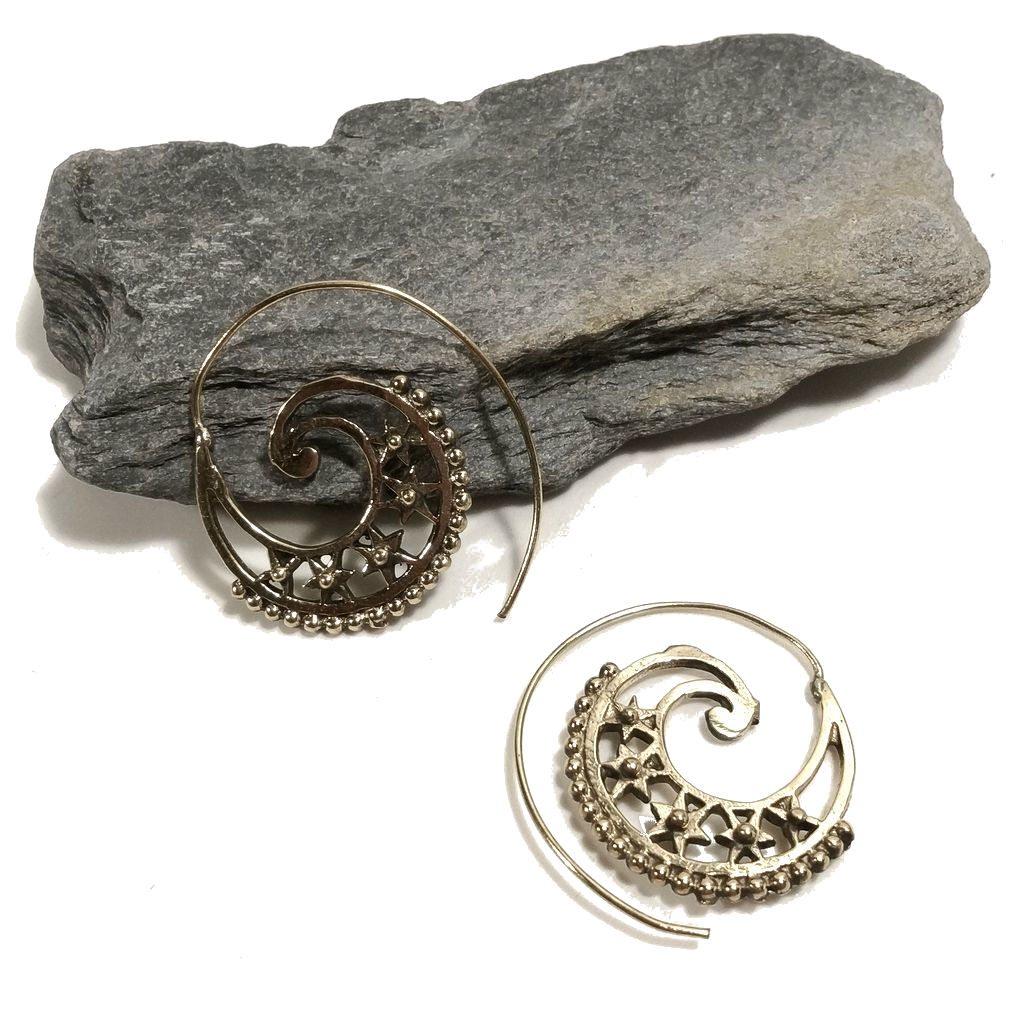 ORECCHINI ETNICI Ottone lucido ORECCHINI | SPIRALE | BOHO style