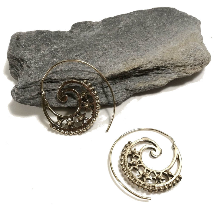 ORECCHINI ETNICI Ottone lucido ORECCHINI | SPIRALE | BOHO style