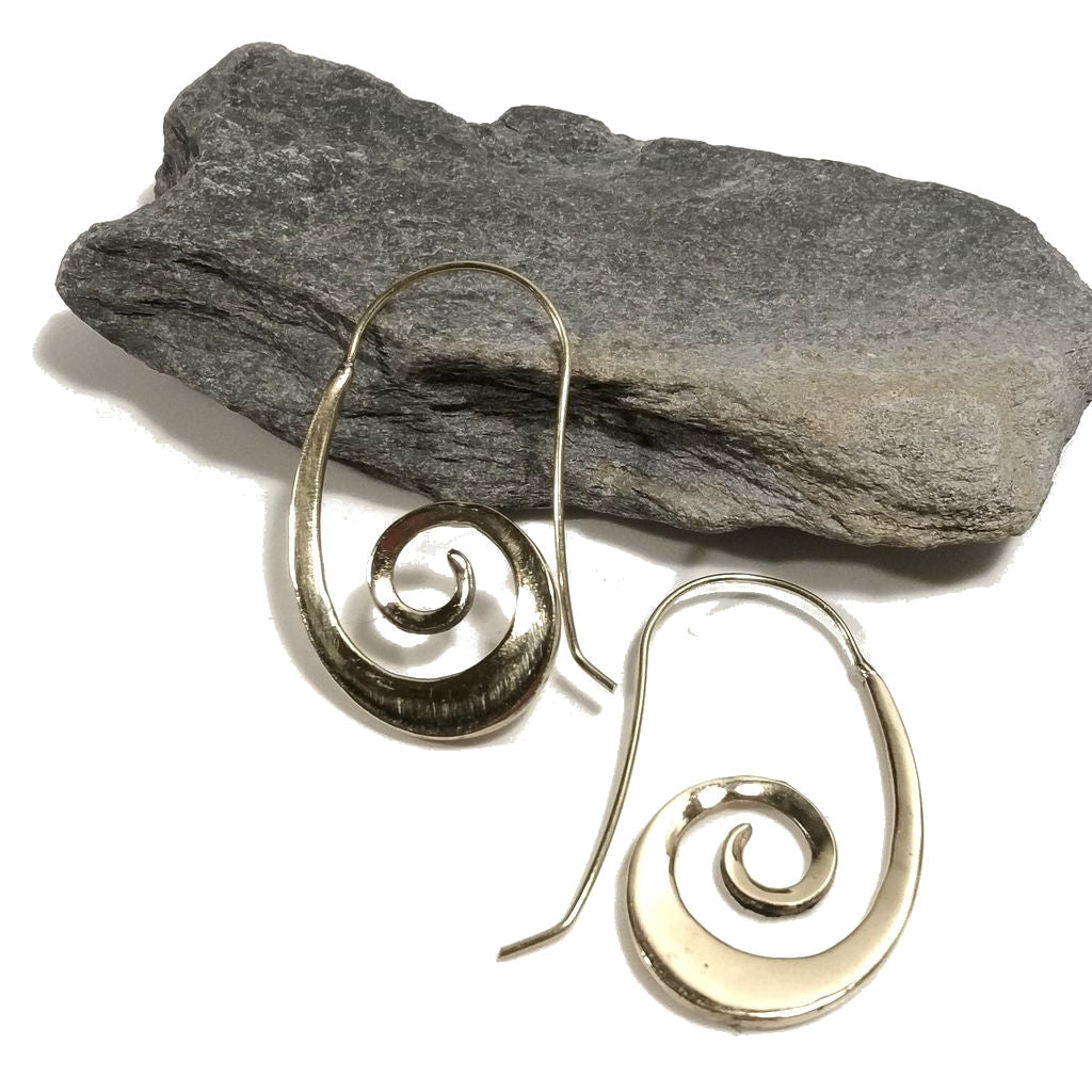 ORECCHINI ETNICI Ottone lucido ORECCHINI | SPIRALE | BOHO style