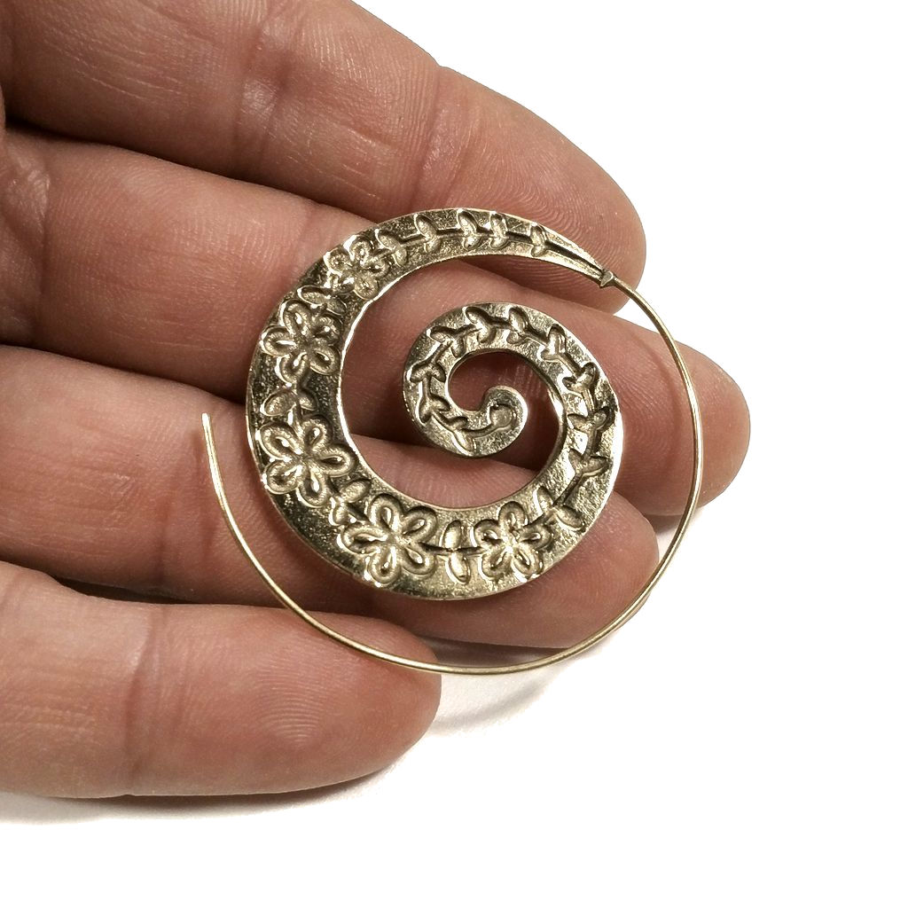 Orecchini etnici a spirale in ottone - UKAWA