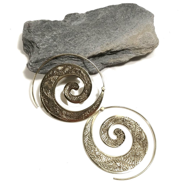 ORECCHINI ETNICI Ottone lucido ORECCHINI | SPIRALE | BOHO style