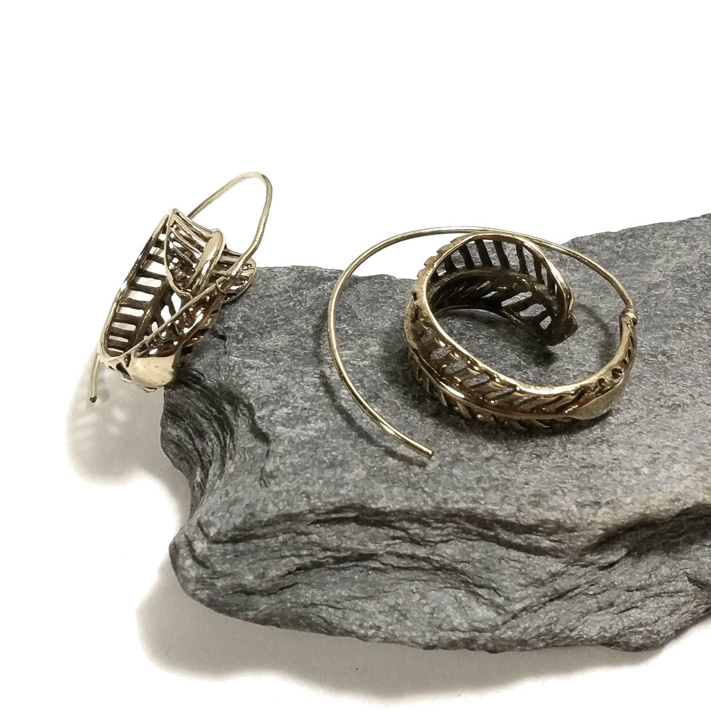 ORECCHINI ETNICI Ottone lucido ORECCHINI | SPIRALE | BOHO style