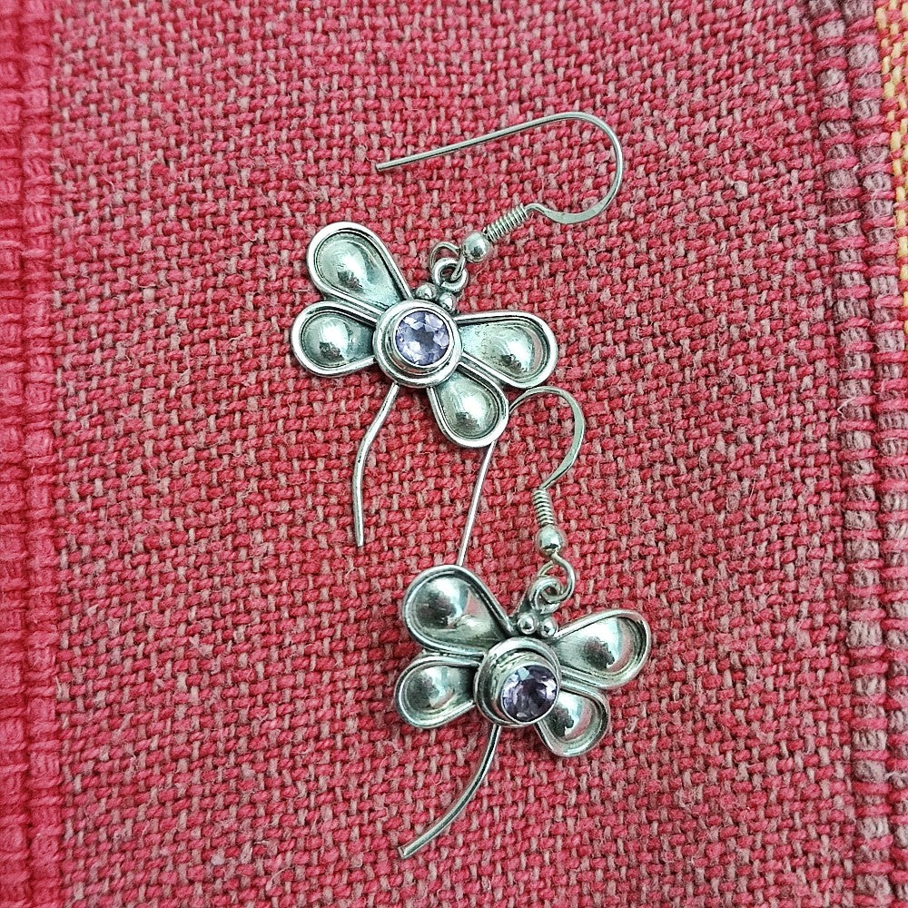 DRAGONFLY-shaped ethnic 925 silver EARRINGS | EARRINGS in silver