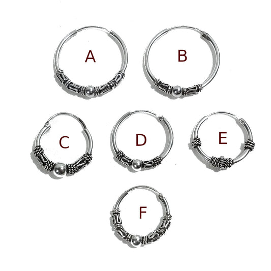Orecchino singolo a cerchio in argento 925 | Orecchino etnico | Boho scalabile