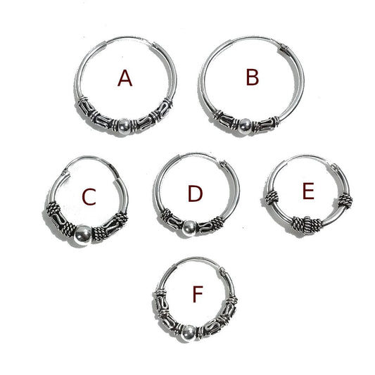Orecchino singolo a cerchio in argento 925 | Orecchino etnico | Boho scalabile