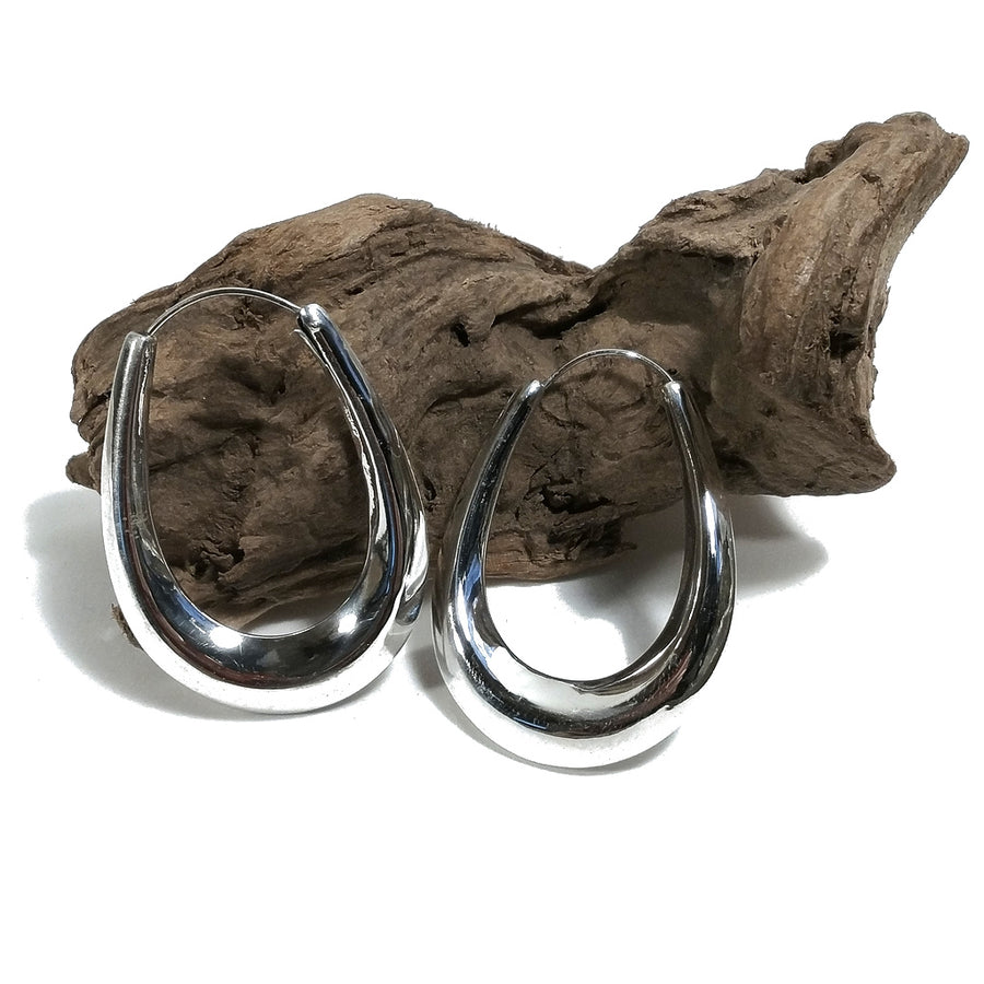 Orecchini cerchio | Coppia orecchini cerchio argento - donna ovale