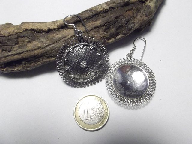 Ethnic filigree 925 silver earrings - SUN