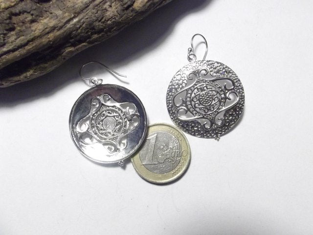 Ethnic filigree 925 silver EARRINGS - round