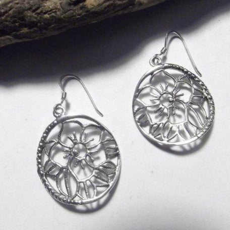 ORECCHINI etnici in argento 925 tondo - fiore