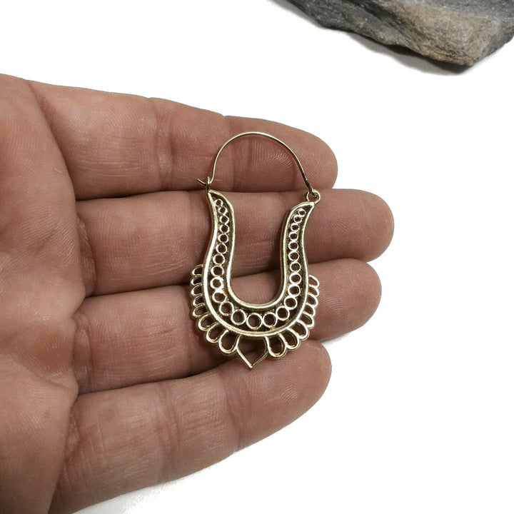 ORECCHINI ETNICI Ottone lucido ORECCHINI | Orecchino barocco filigrana