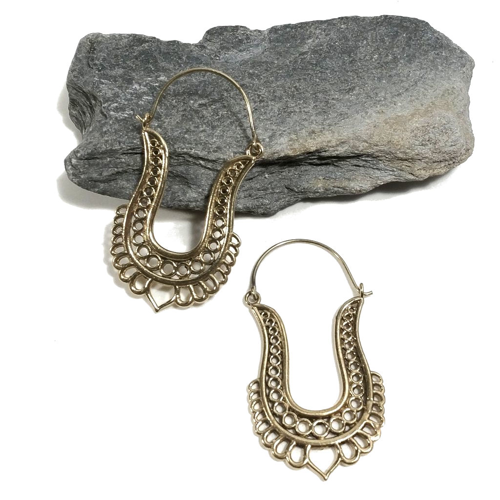 ORECCHINI ETNICI Ottone lucido ORECCHINI | Orecchino barocco filigrana