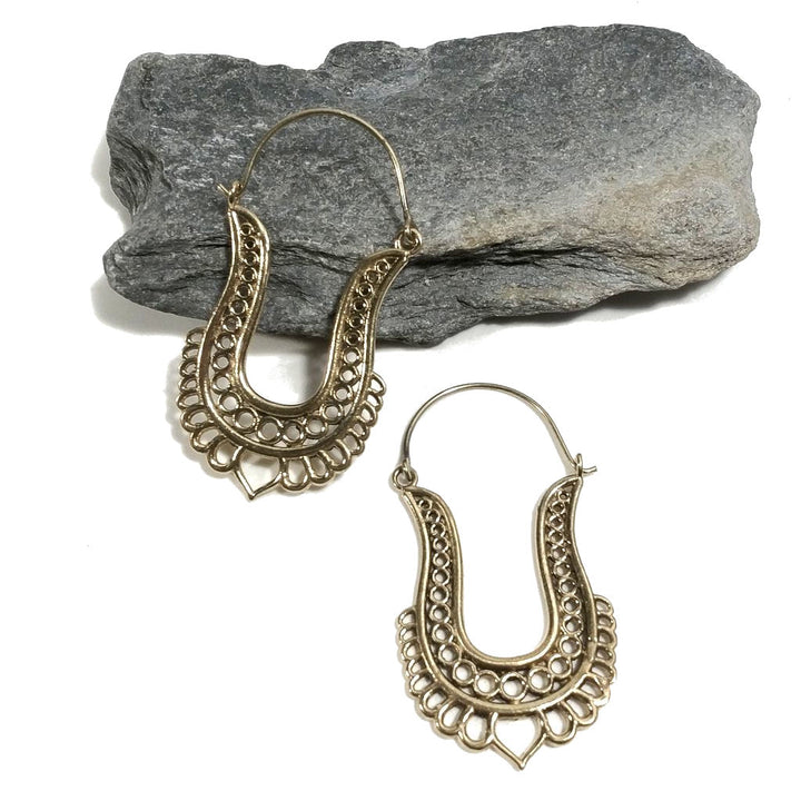 ORECCHINI ETNICI Ottone lucido ORECCHINI | Orecchino barocco filigrana