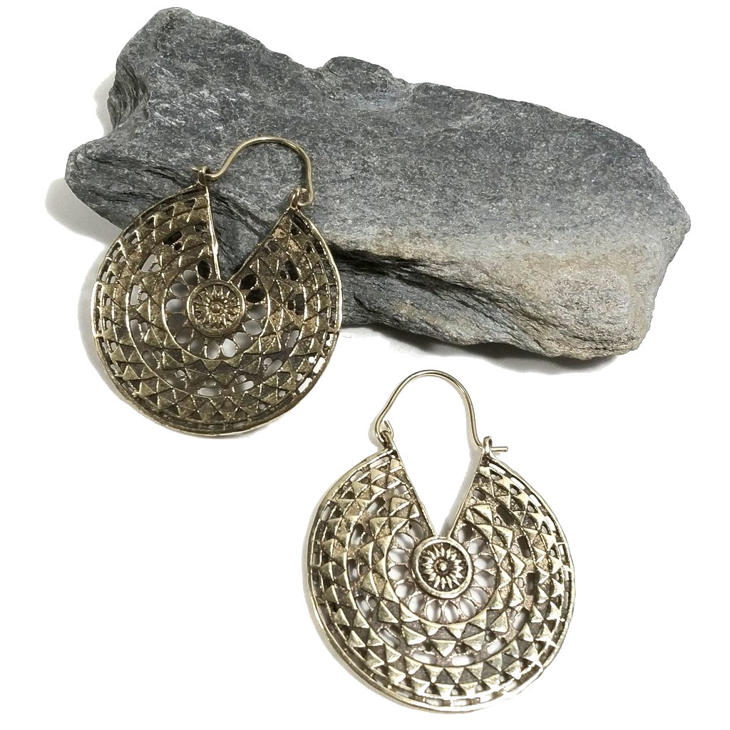 ORECCHINI ETNICI Ottone lucido ORECCHINI | Orecchino barocco filigrana