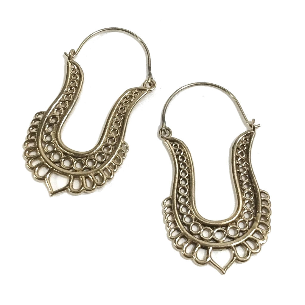 ORECCHINI ETNICI Ottone lucido ORECCHINI | Orecchino barocco filigrana