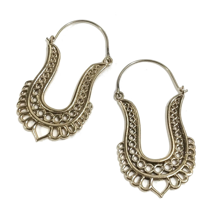 ORECCHINI ETNICI Ottone lucido ORECCHINI | Orecchino barocco filigrana