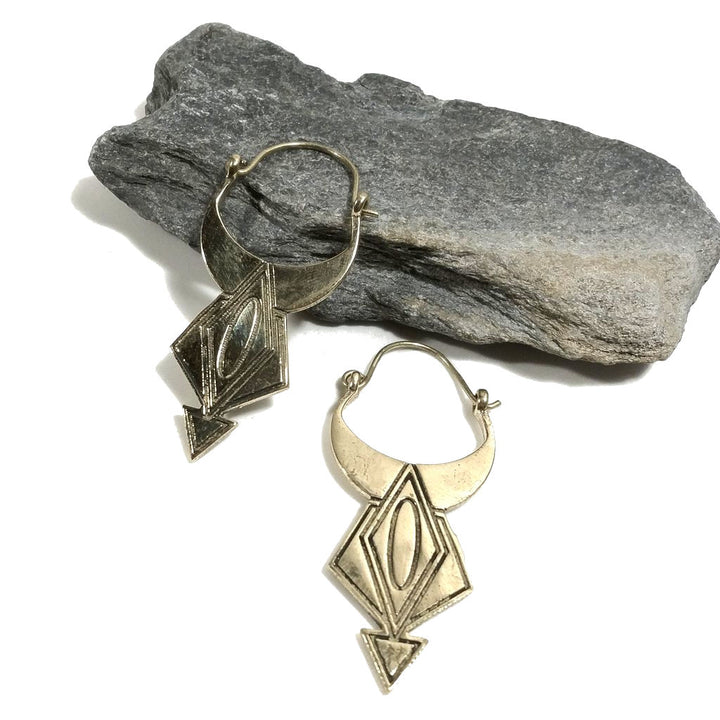 ORECCHINI ETNICI Ottone lucido Orecchini artigianali | BOHO