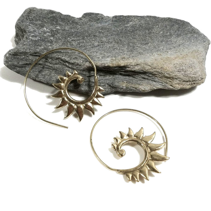 ORECCHINI ETNICI Ottone lucido ORECCHINI | SPIRALE | filigrana