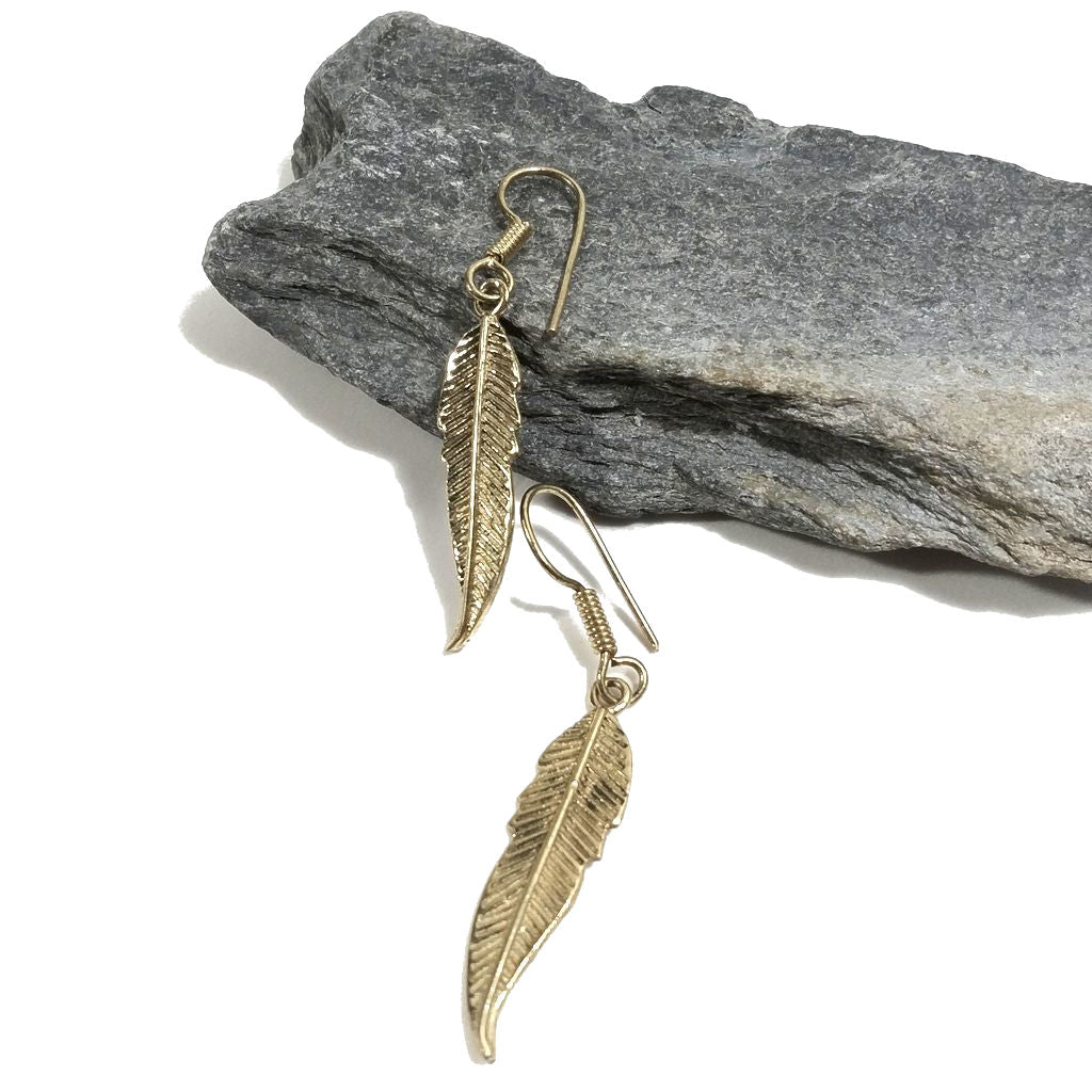 ORECCHINI ETNICI Ottone lucido Orecchini artigianali | Piuma | BOHO