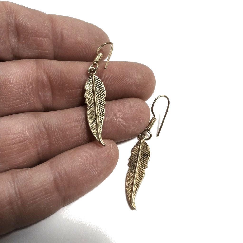 ORECCHINI ETNICI Ottone lucido Orecchini artigianali | Piuma | BOHO