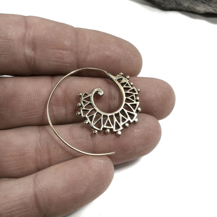 ORECCHINI ETNICI Ottone lucido ORECCHINI | SPIRALE | filigrana