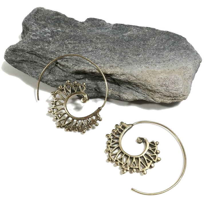 ORECCHINI ETNICI Ottone lucido ORECCHINI | SPIRALE | filigrana