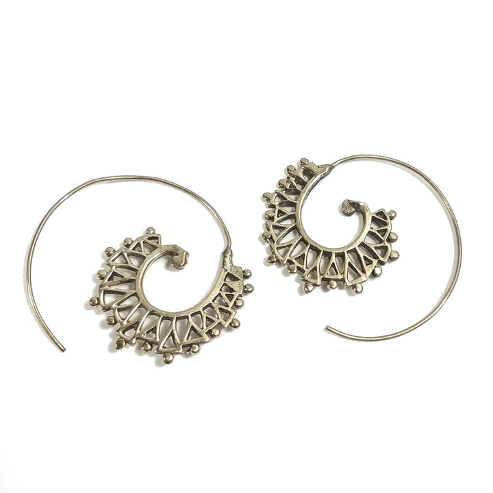 ORECCHINI ETNICI Ottone lucido ORECCHINI | SPIRALE | filigrana
