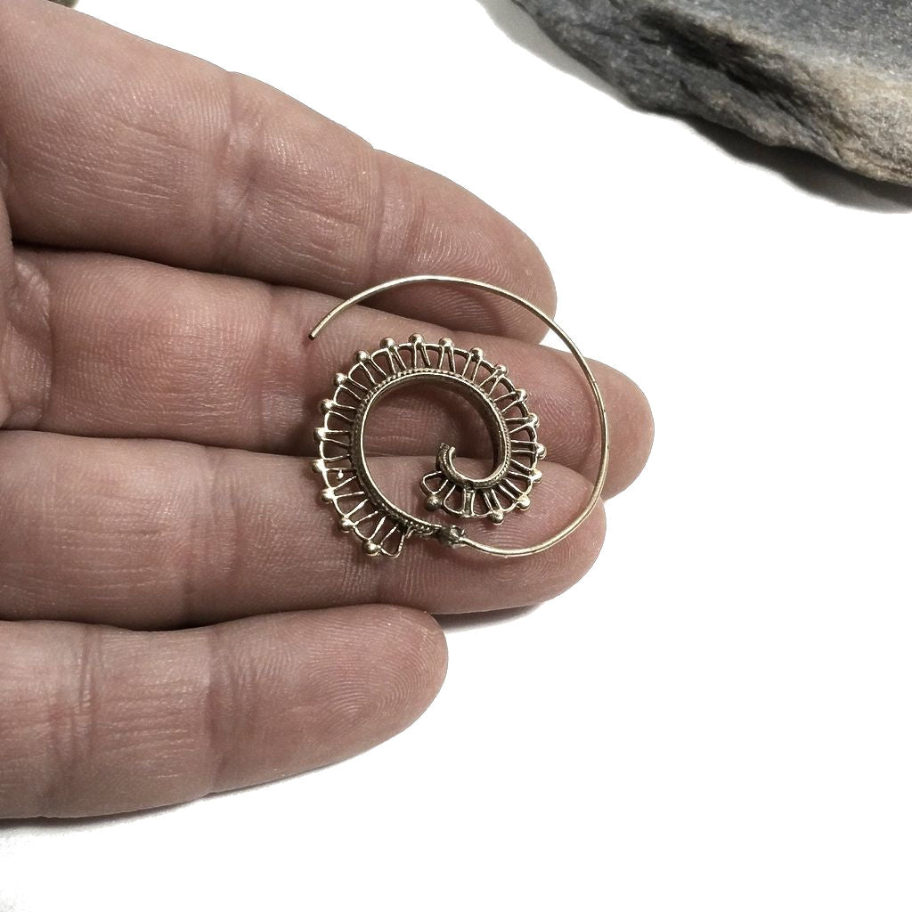 ORECCHINI ETNICI Ottone lucido ORECCHINI | SPIRALE | filigrana