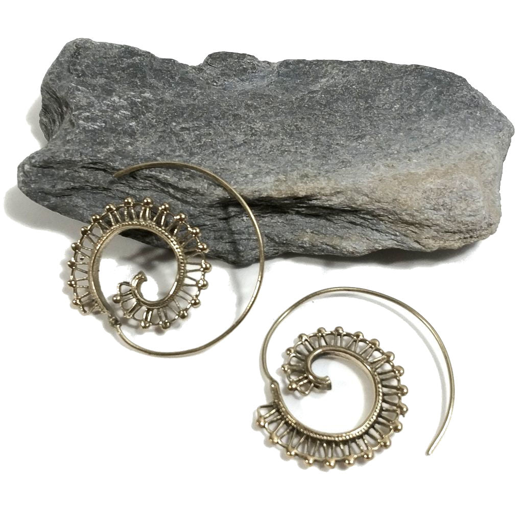 ORECCHINI ETNICI Ottone lucido ORECCHINI | SPIRALE | filigrana