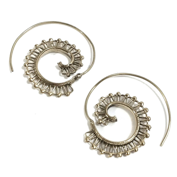 ORECCHINI ETNICI Ottone lucido ORECCHINI | SPIRALE | filigrana