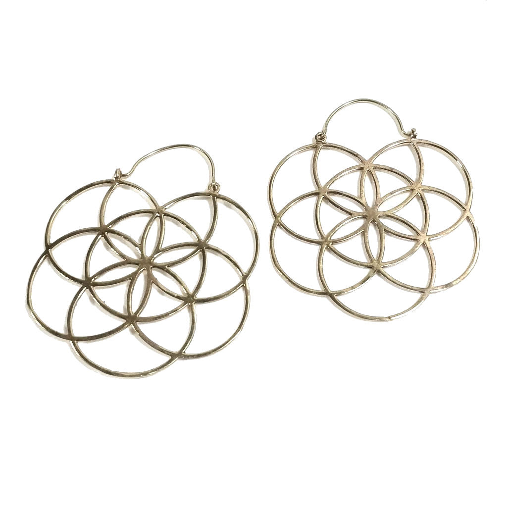 ORECCHINI Fiore della Vita Ottone lucido - FLORES