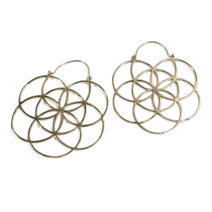 ORECCHINI Fiore della Vita Ottone lucido - FLORES