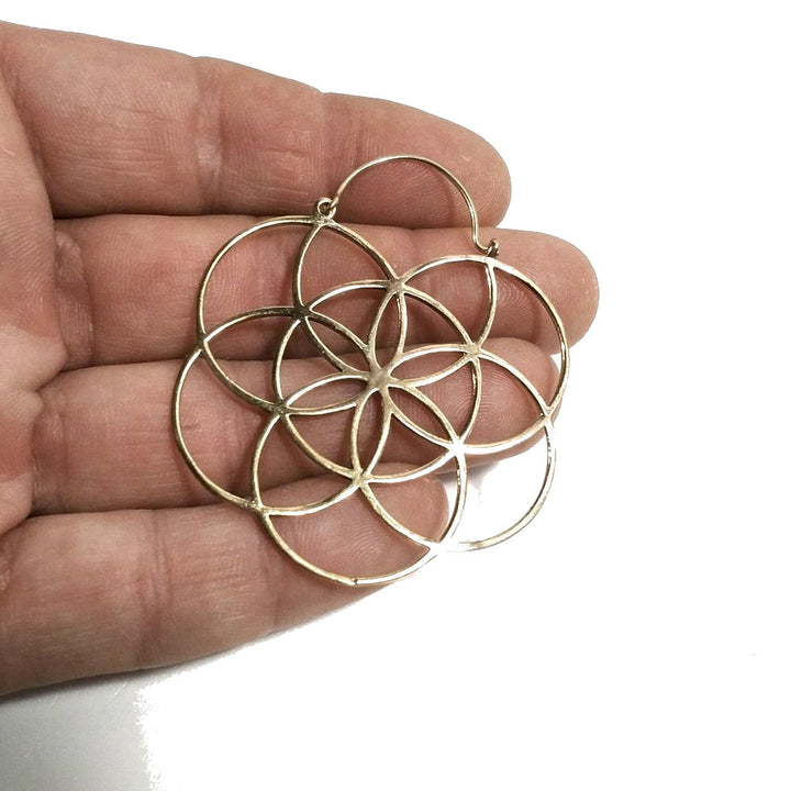 ORECCHINI Fiore della Vita Ottone lucido - FLORES