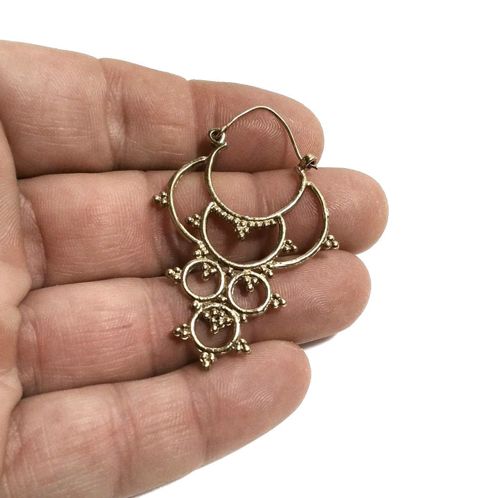 ORECCHINI ETNICI Ottone lucido Orecchini artigianali | Orecchino barocco