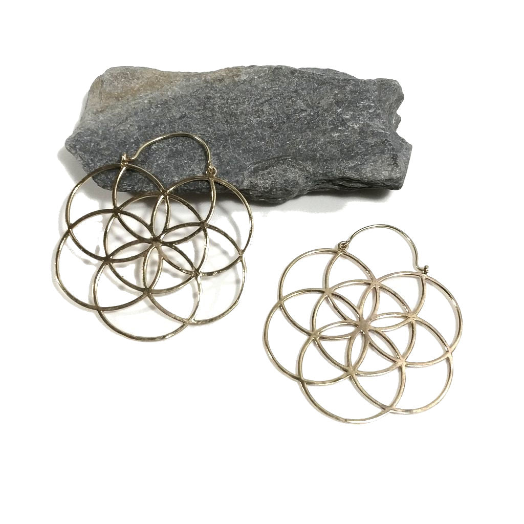 ORECCHINI Fiore della Vita Ottone lucido - FLORES