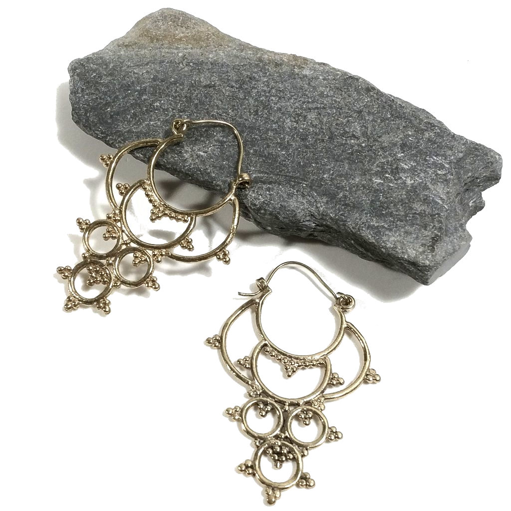 ORECCHINI ETNICI Ottone lucido Orecchini artigianali | Orecchino barocco