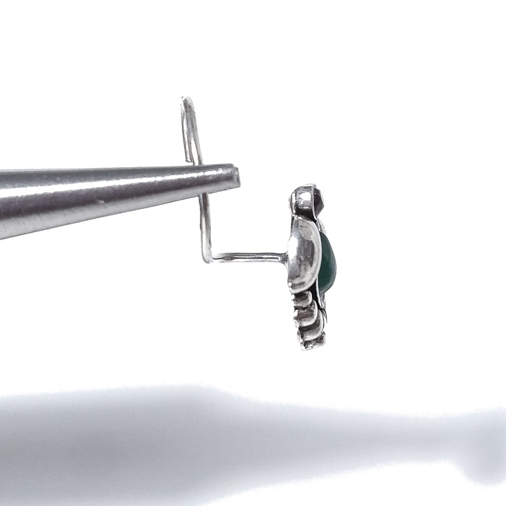 Orecchini da naso KOS | con Spirale e Pietra | Argento 925 | Piercing BOHO