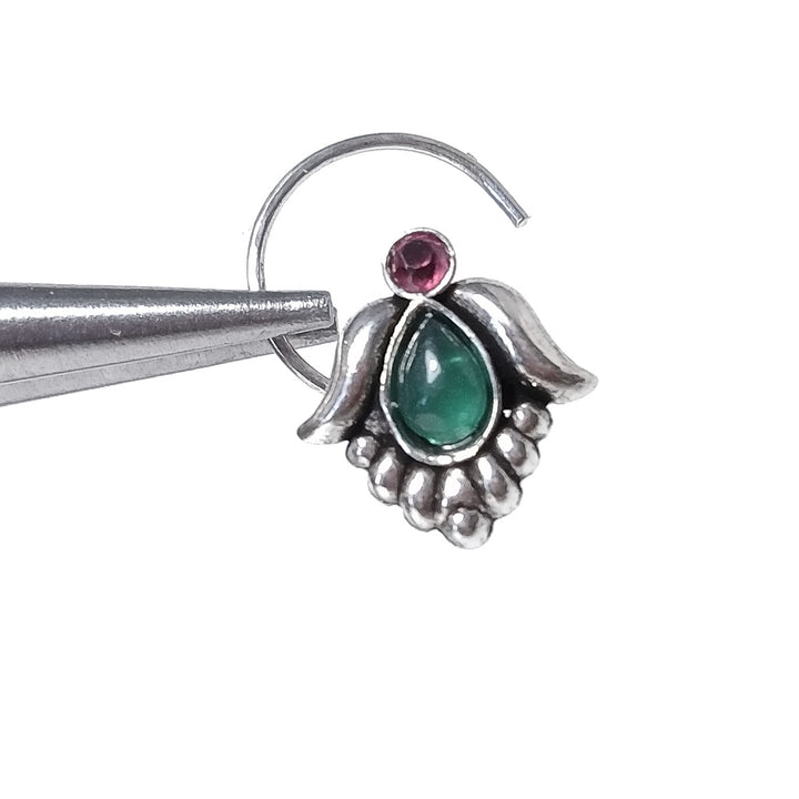 Orecchini da naso KOS | con Spirale e Pietra | Argento 925 | Piercing BOHO