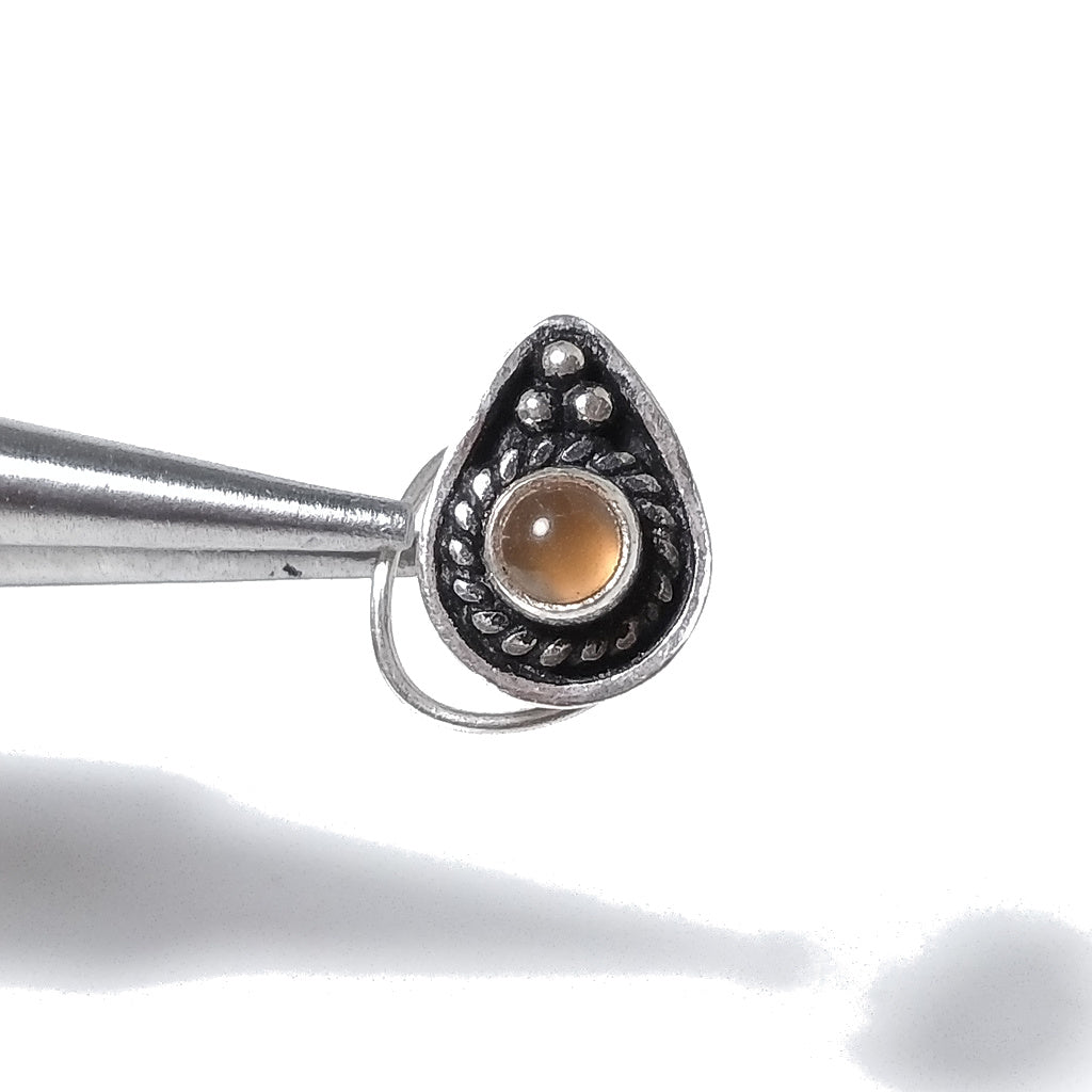 Orecchini da naso KUNDALINI | con Spirale e Pietra | Argento 925 | Piercing BOHO