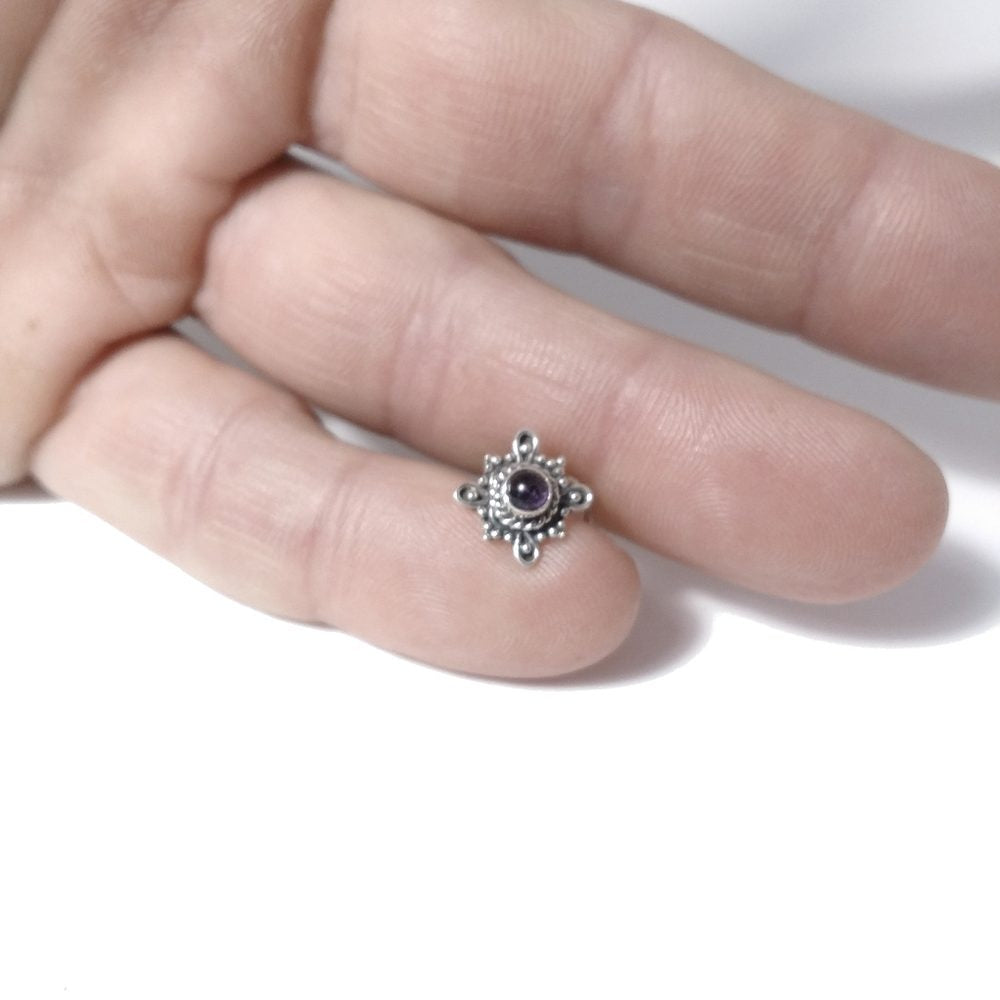 Orecchini da naso CORFU' | con Spirale e Pietra | Argento 925 | Piercing BOHO