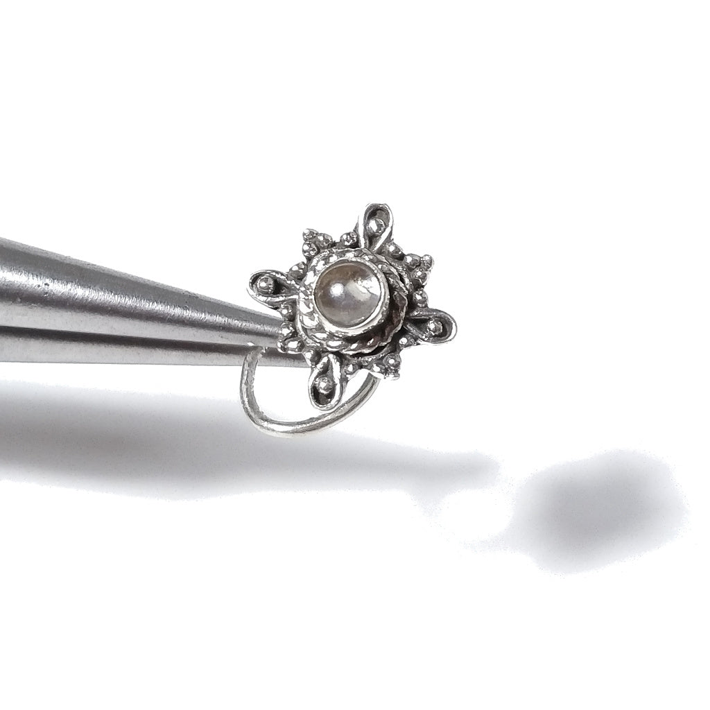 Orecchini da naso CORFU' | con Spirale e Pietra | Argento 925 | Piercing BOHO
