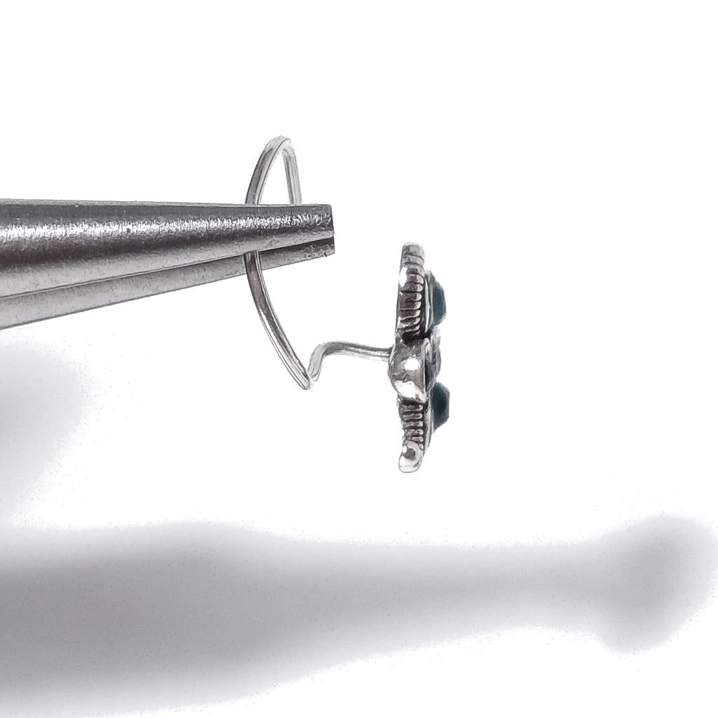 Orecchini da naso LAS PALMAS | con Spirale e Pietra | Argento 925 | Piercing BOHO