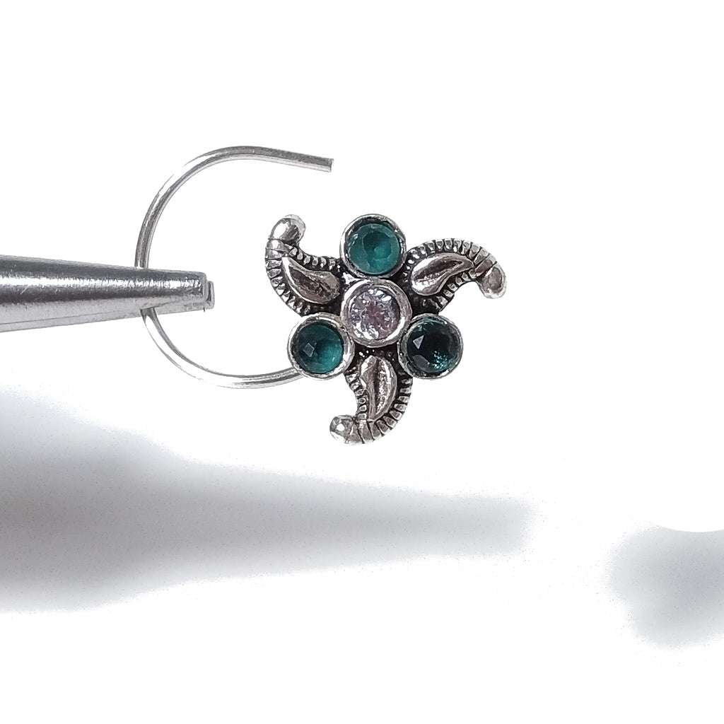 Orecchini da naso LAS PALMAS | con Spirale e Pietra | Argento 925 | Piercing BOHO