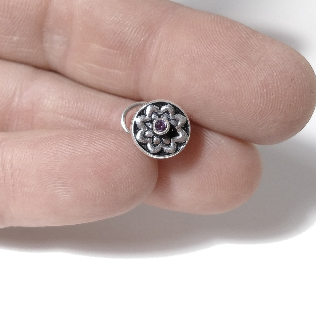 Orecchini da naso PALAU | con Spirale e Pietra | Argento 925 | Piercing BOHO