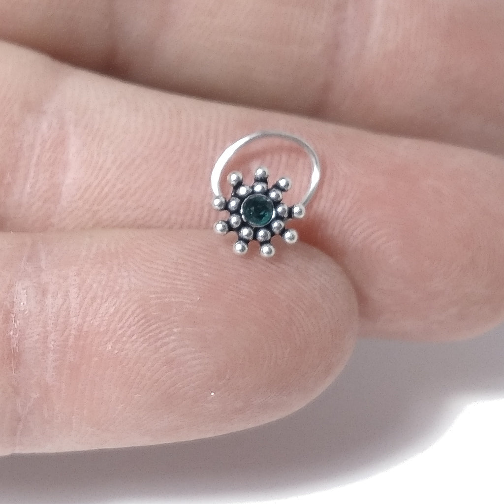 Orecchini da naso PAXOS | con Spirale e Pietra | Argento 925 | Piercing BOHO