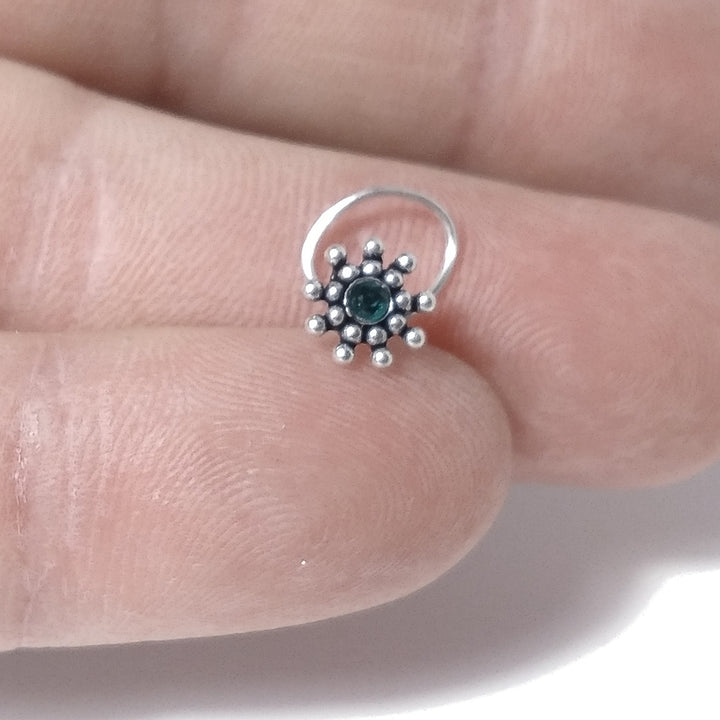 Orecchini da naso PAXOS | con Spirale e Pietra | Argento 925 | Piercing BOHO