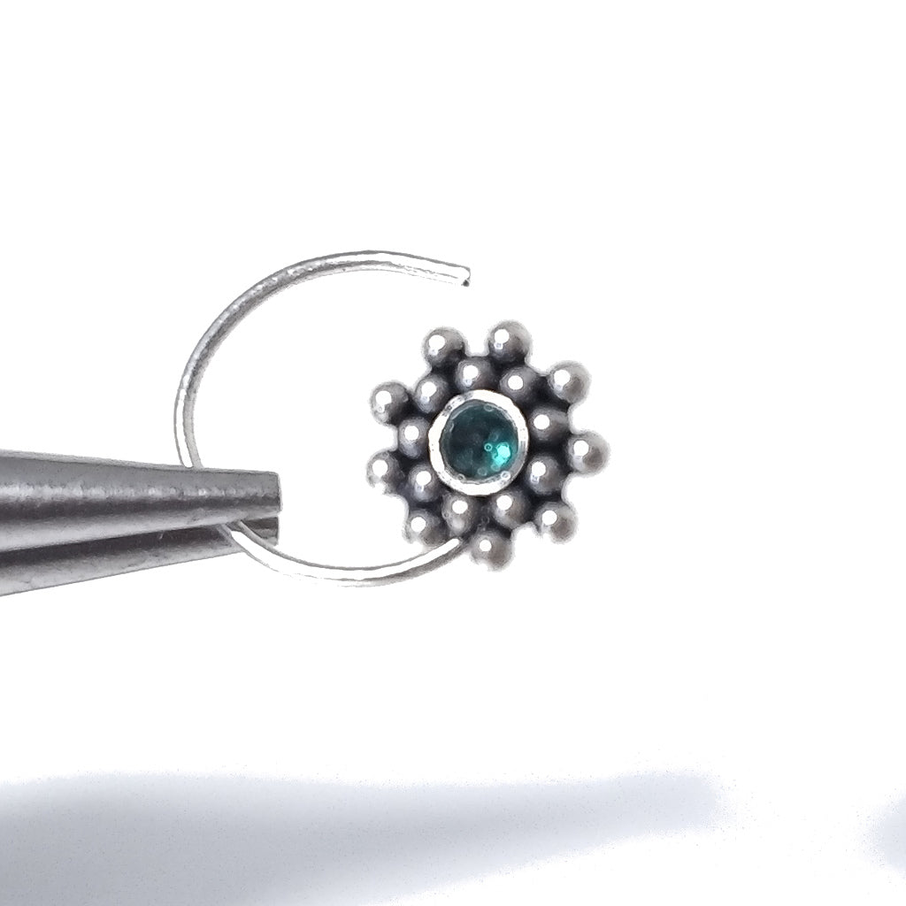 Orecchini da naso PAXOS | con Spirale e Pietra | Argento 925 | Piercing BOHO