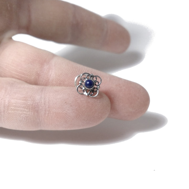 Orecchini da naso Pianosa | con Spirale e Pietra | Argento 925 | Piercing BOHO